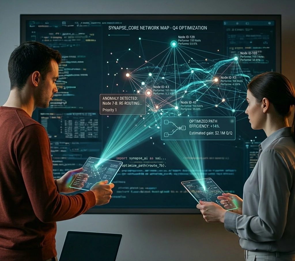 Team in a glass office meeting room